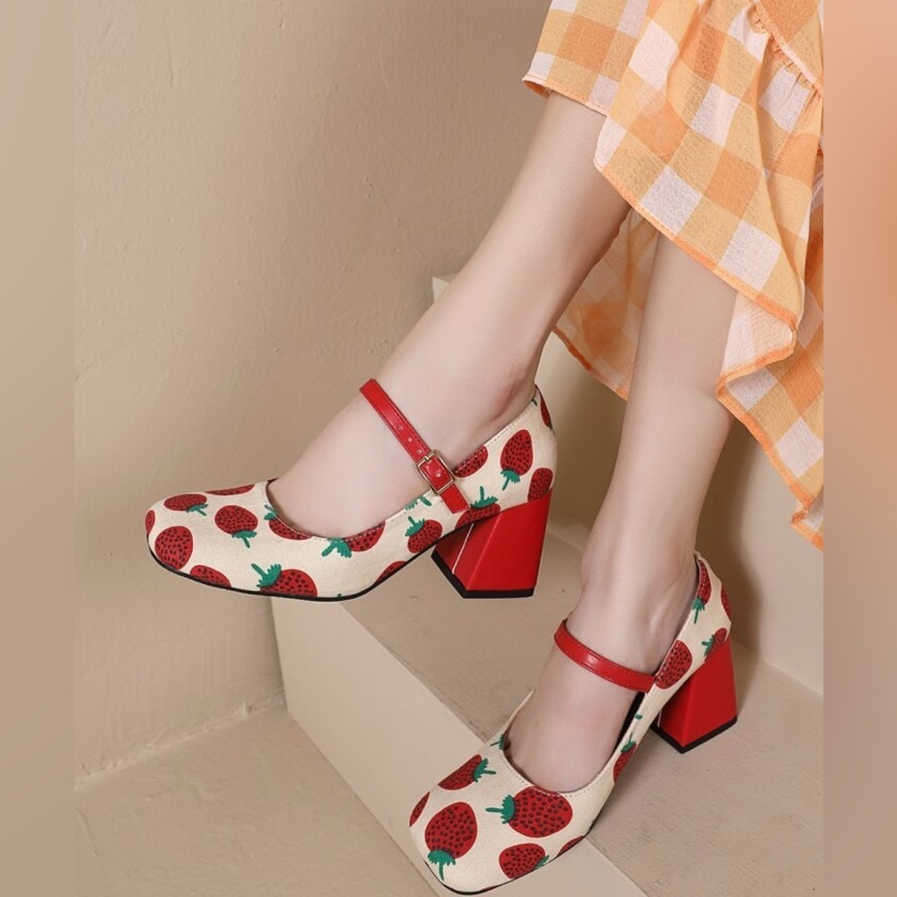 Women 4 Inches High Platform Mary Jane Shoes Chunky Block Heels Square Toe Shoes - Picture 2 of 10